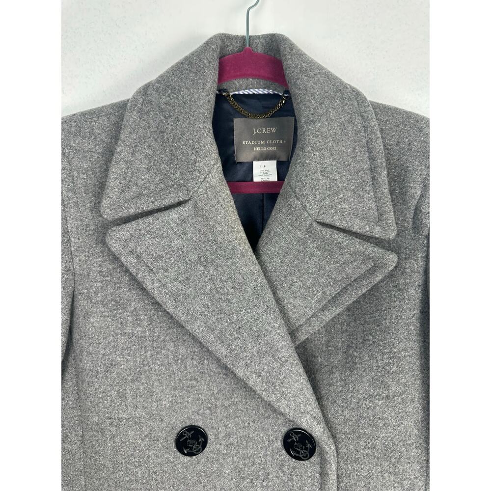 J.Crew Peacoat Women's Double breasted heather gray Stadium Cloth wool blend 8 - Picture 3 of 8